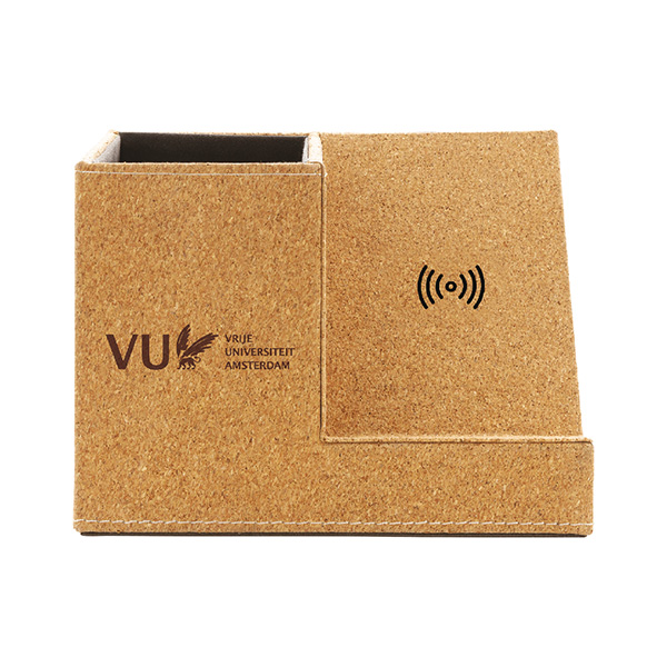 VU-1120-Kurken pen houder met 5W draadloze oplader